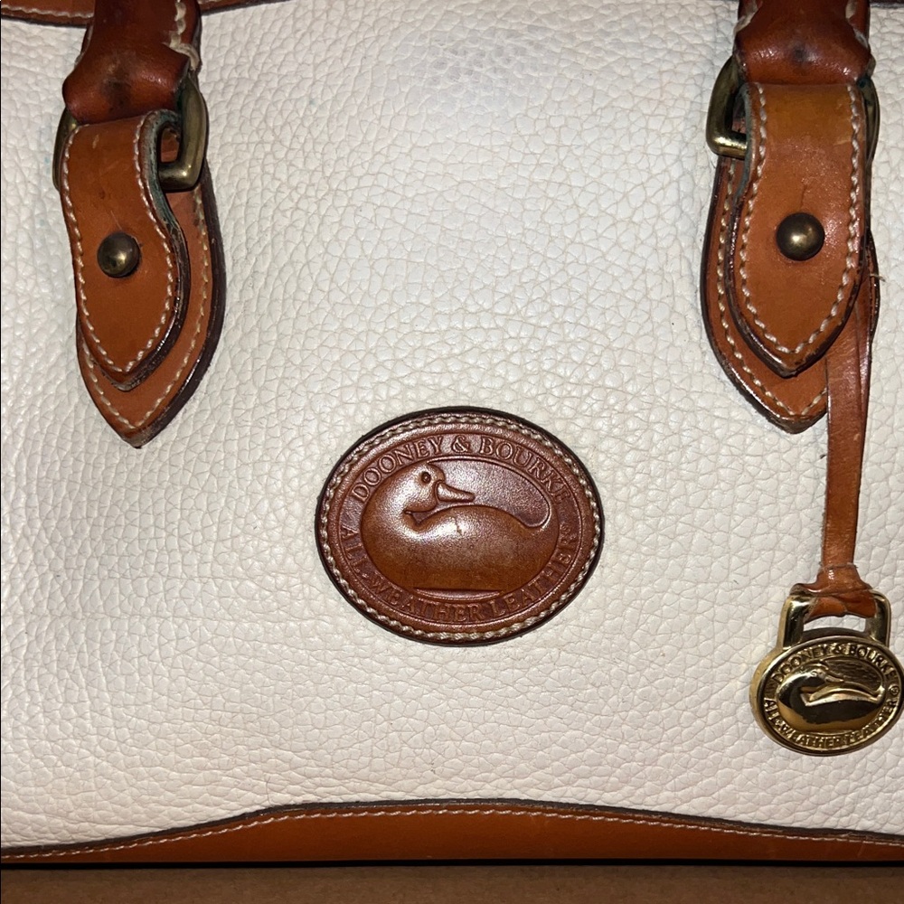 Dooney & Bourke Cream and Tan Leather Satchel